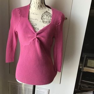 LINK Stretch Heart Neck Knit Sweater Top Size M EUC